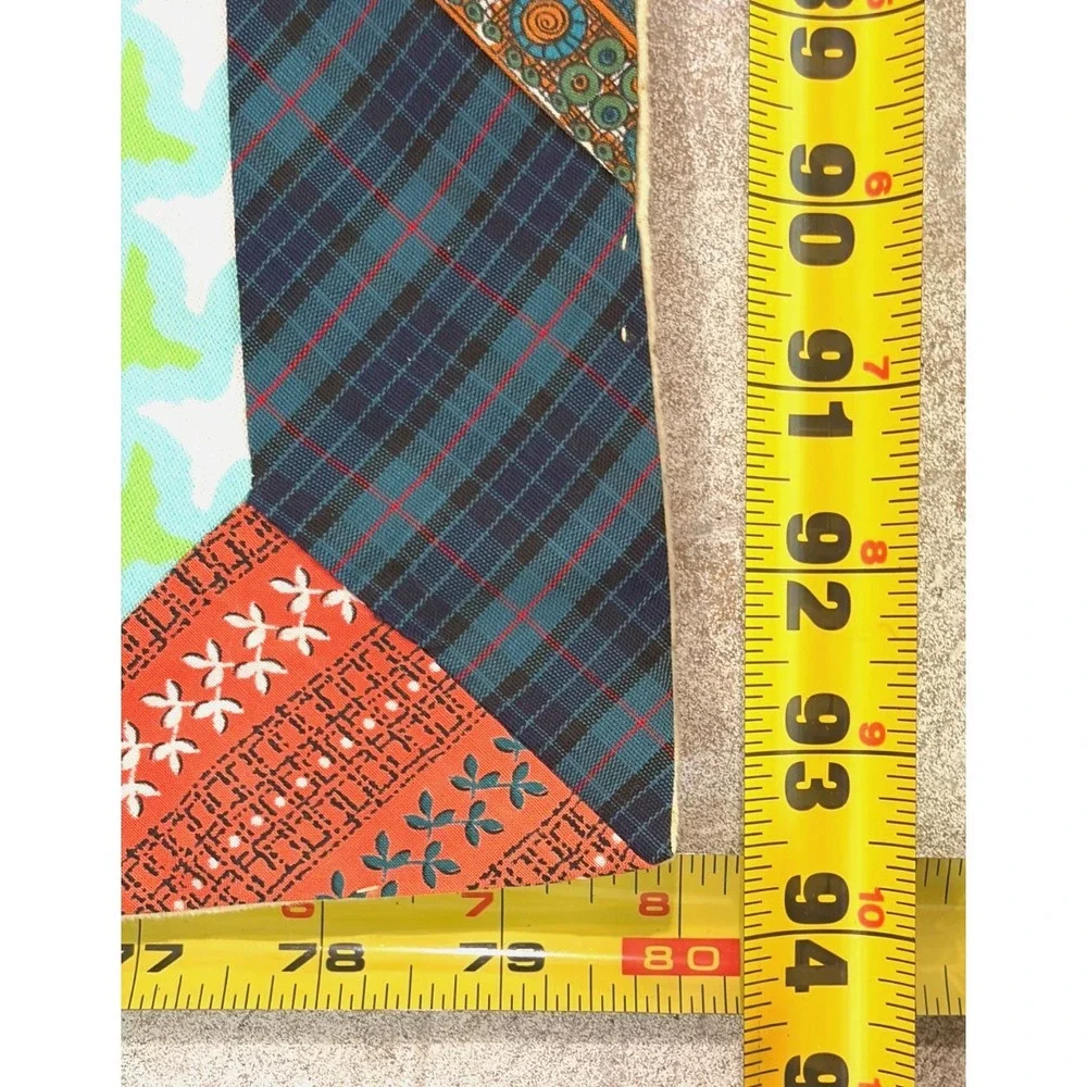 Vintage Handmade Patchwork Quilt Top Diamond Tumbling Blocks 80x94 Multicolor